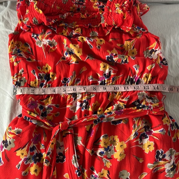 Conversations by Anthropologie Red Floral Off the Shoulder Sun Dress size 10 - Picture 8 of 12